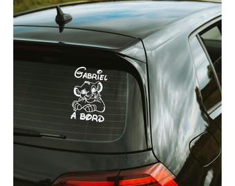 Pegatina personalizada para el coche: Bebé a bordo con nombre.