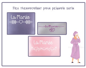 Flex thermocollant pour Peignoir en satin personnalisé pour Mariage, EVJF