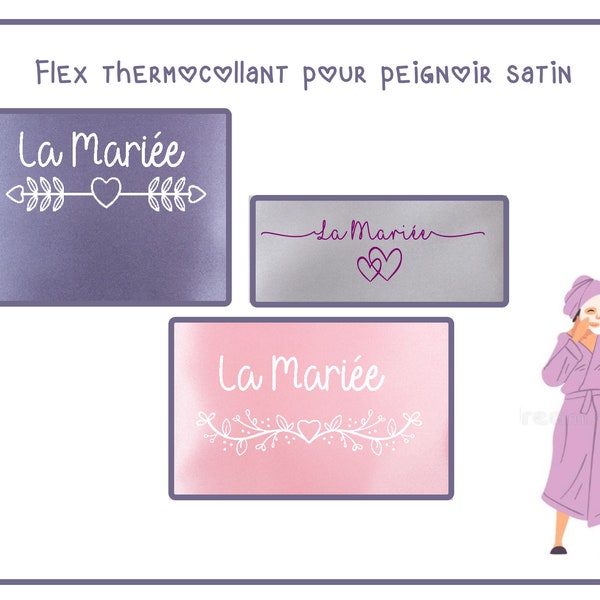 Flex thermocollant pour Peignoir en satin personnalisé pour Mariage, EVJF