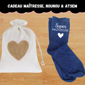 Personalized sequin socks - Gift for teacher, ATSEM, nanny - 4 colors, 7 patterns, gift bag included!