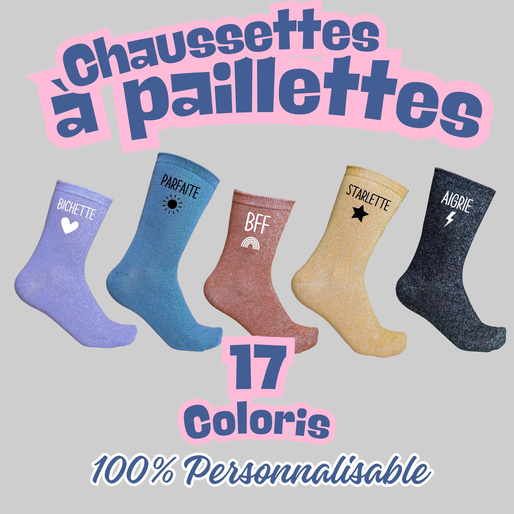 Chaussettes Paillettes Multicolore - Socquettes Brillantes Unisexe - Taille Unique - Parfaites Pour Fête Ou Déguisement