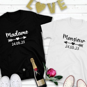 Set of 2 iron-on flex for personalized couple t-shirts, Mr & Mrs!