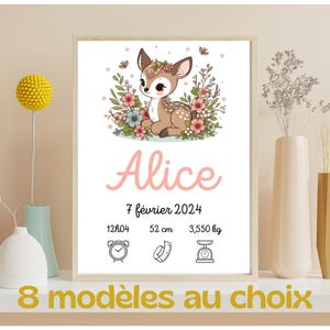 Poster di nascita personalizzato | Animali della foresta | Regalo per neonati
