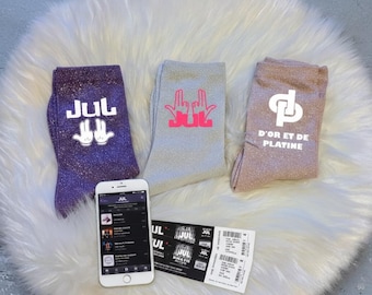Chaussettes Paillettes Fan de Rap Marseillais • Cadeau Personnalisé Concert 2026 • Idée Cadeau Humour  Team Jul