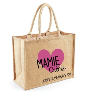 Personalized burlap tote bag - Darling grandma - Large personalized tote bag - Grandmother&#39;s Day tote bag / Dispatch within 24 hours!