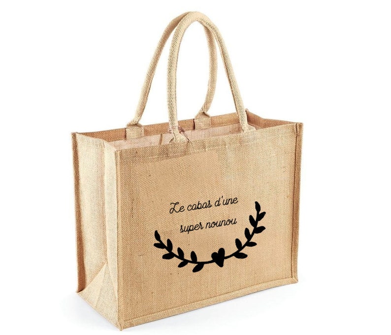 Sac cabas en toile de jute personnalisé texte à personnaliser Grand cabas personnalisé Cabas personnalisable / Envoi sous 24 h image 5