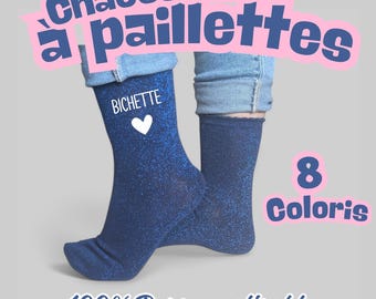 Personalized Glitter Socks - ideal Valentine&#39;s Day gift, women&#39;s birthday