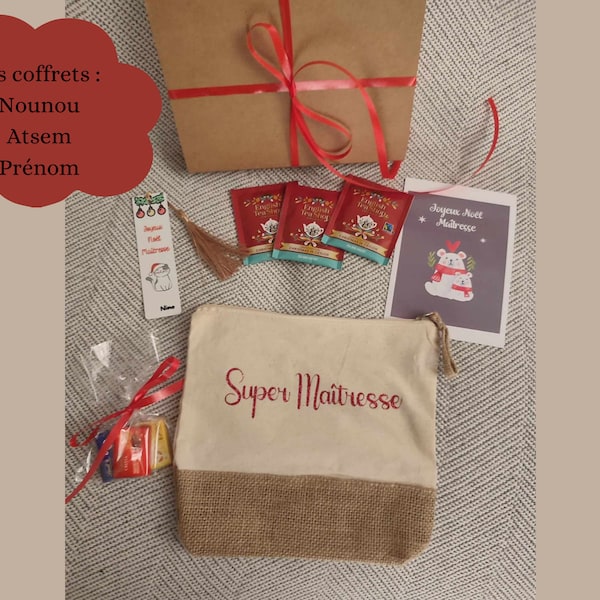 Coffret cadeau Noël maîtresse, ATSEM ou nounou - 3 modèles