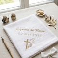 Personalized White Baptism Swaddle with Name – Baby Ceremony Shawl – Godparent Gift product logo