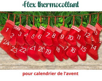 Ensemble de 24 Numéros Personnalisés en Flex Thermocollant pour Calendrier de l'Avent