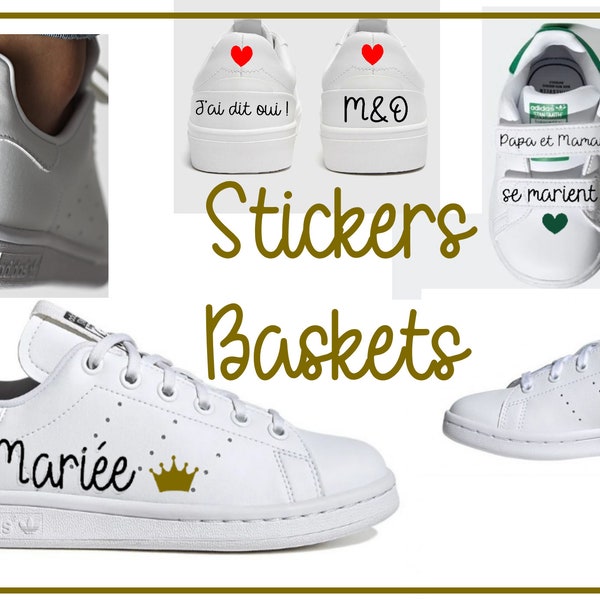 Stickers autocollant chaussures mariée, autocollant basket mariage, Stickers mariage personnalisé