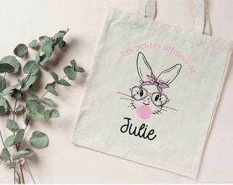 Personalized first name tote bag with cute rabbit / Ideal as a personalized gift / Shipping within 24 hours!