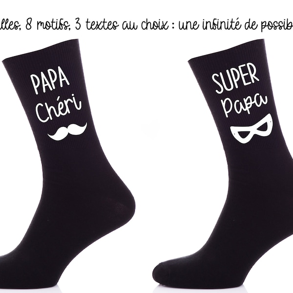 Chaussettes personnalisées Papa - Un cadeau original et personnalisé pour la fête des pères , Noël ou tout autre occasion.