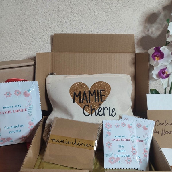 Joli coffret cadeau " Bonne fête mamie "