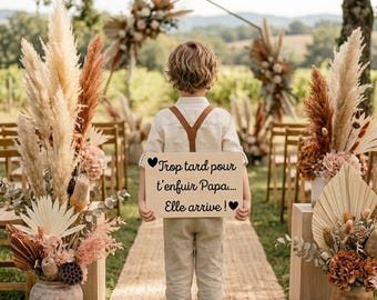 Pancarte Mariage Personnalisée en Bois - Panneau Entrée Cérémonie - Cadeau Papa Témoin Baptême
