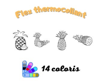 Ananas Flex thermocollant / appliqué thermocollant ( 14 coloris au choix ) pour personnaliser toutes sortes de textiles