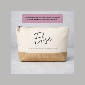 Personalized Name Pouch - Gift for Mother's Day, Teacher, Nanny - Natural Cotton and Jute Pouch - Chic and Minimalist Design