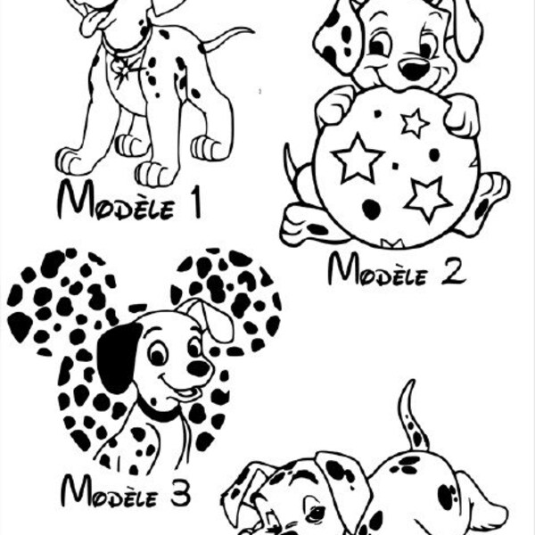 Dalmatiens en flex thermocollant. 4 Modèles,  12 couleurs et nombreuses dimensions au choix pour customiser tout vos textiles préférés