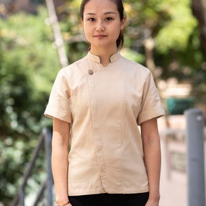 Women&#39;s hemp and organic cotton chef jacket - Khaki