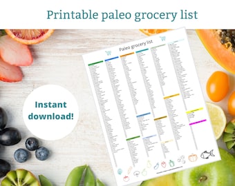 Paleo Grocery List | Printable paleo diet grocery checklist | Pdf download