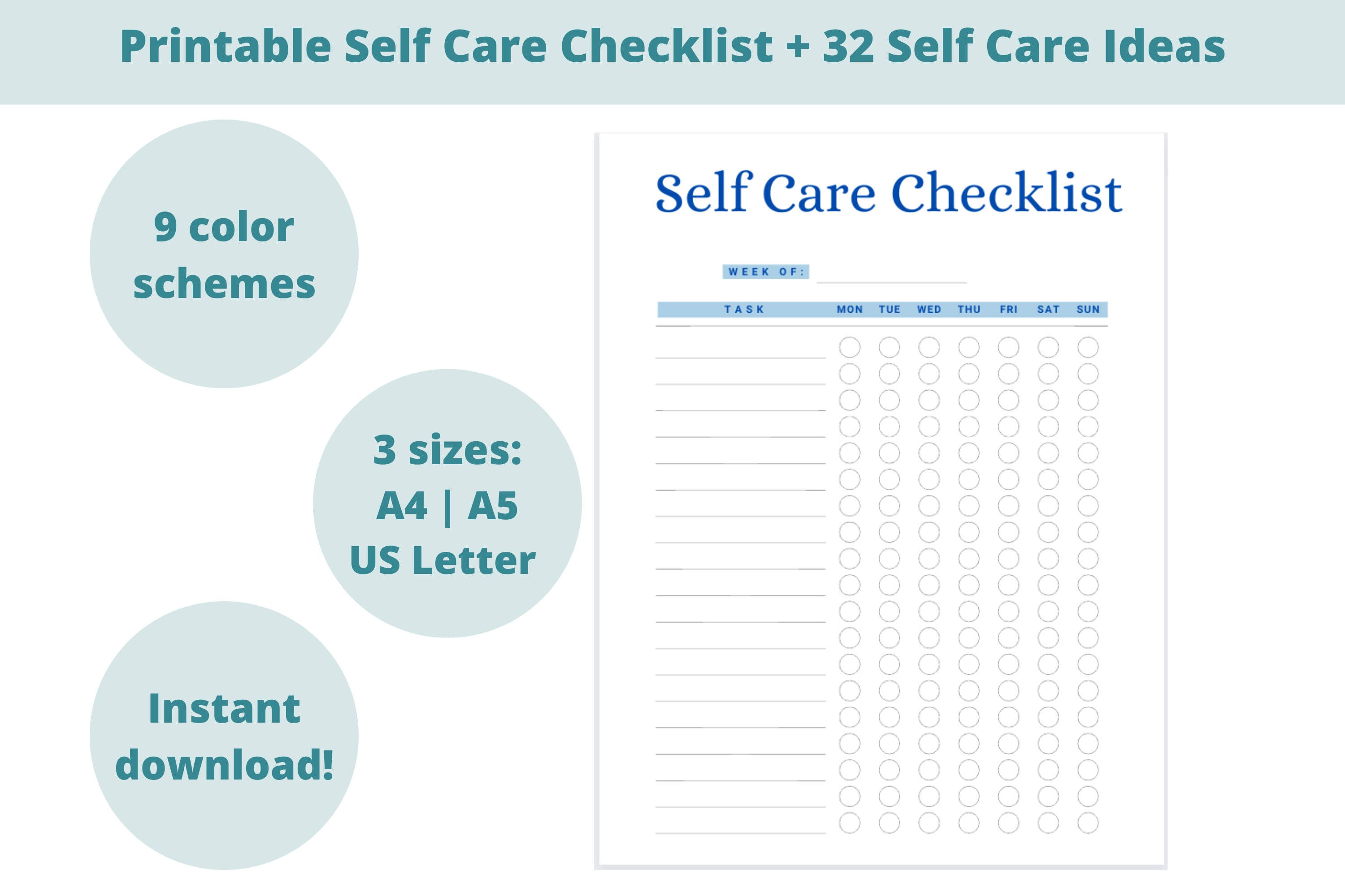 Self Care Checklist Wellness Planner Printable Self Care to - Etsy