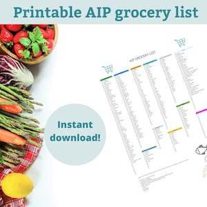 AIP Food List Printable Paleo Autoimmune Protocol Grocery Checklist Pdf ...
