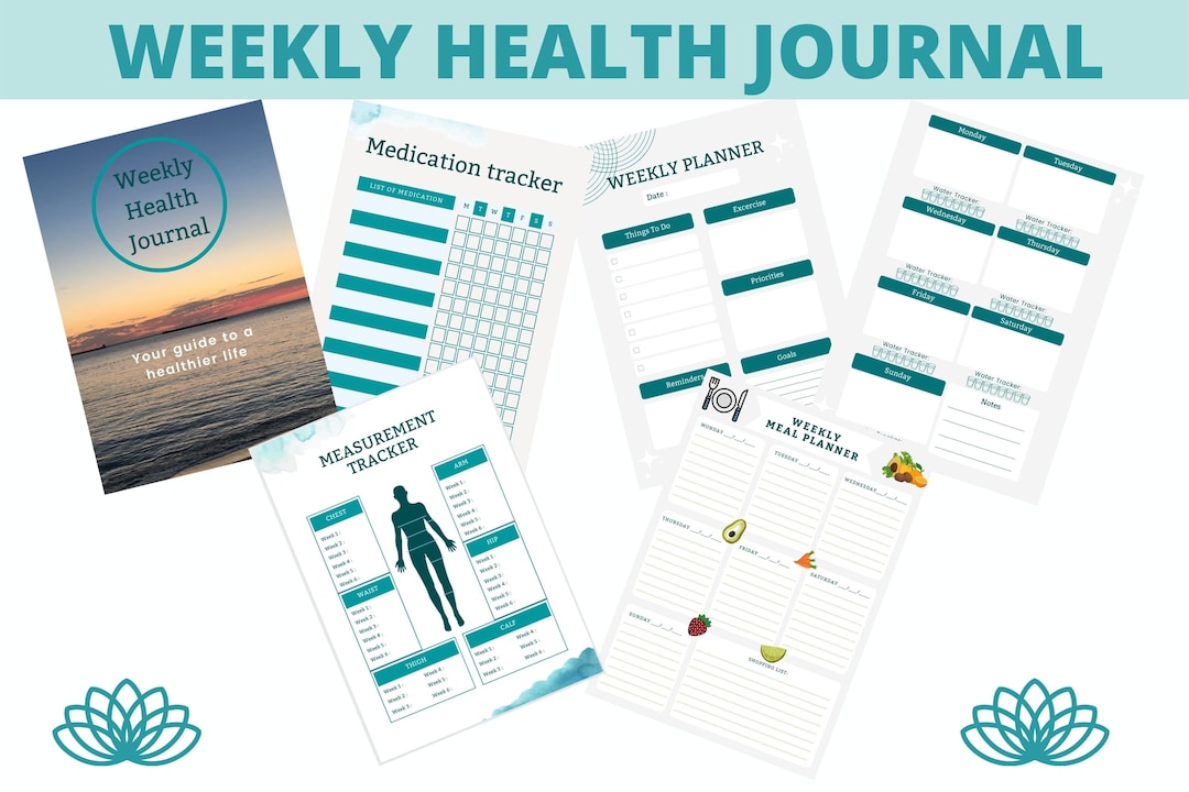 Printable Undated Weekly Health Journal and Self Care Planner | Food ...