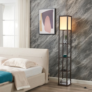 Dimmable LED Floor Lamp with Shelves 72", Modern LED Standing Lamp for Living Room and Bedroom, 3 Brightness Settings Lamp