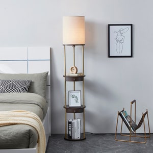 63" Floor Lamp with Drawers, Bedroom Lamp with Shelves, ATAMIN Aria Drawer Edition