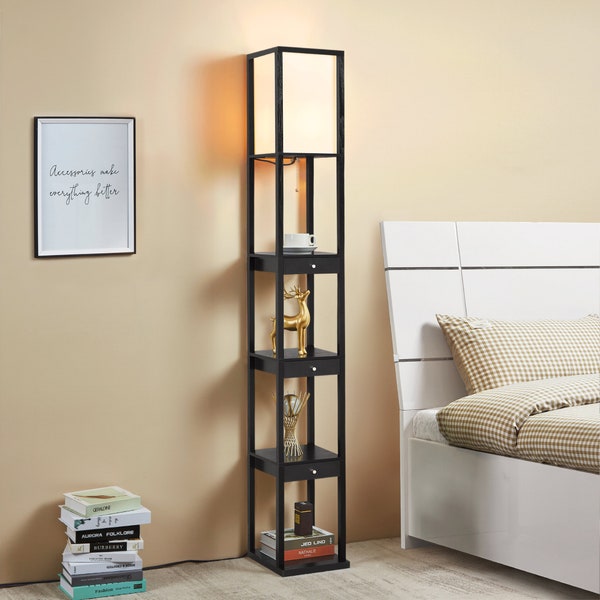 72" Floor Lamp for Living Room with Drawers, Sturdy Floor Lamp for Bedroom, Corner Floor Lamp with Shelves and Drawers,  Tall Standing Lamp