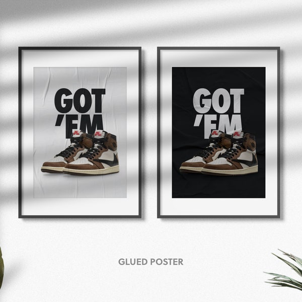 Air Jordan 1 Travis Scott | Crumbled cardboard effect, glued poster effect | GOT 'EM posters