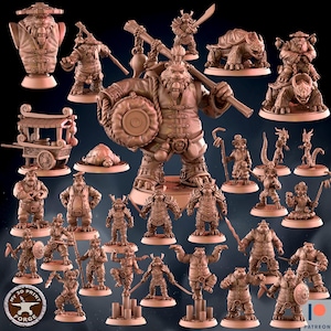 Panda Collection - Tabletop Scale - My3dPrintForge - Tabletop Dungeons and Dragons Wargaming Minis