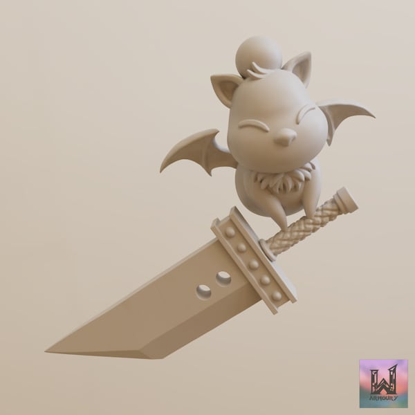 Buster Blade Moogle (25mm Base) - RNEstudio Miniature - FF Style Tabletop RPG Dungeons and Dragons