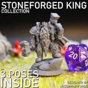 Stoneforged King | 3D Printed Dwarf Adventurer Miniatures | 28–32mm Fantasy Resin Figures