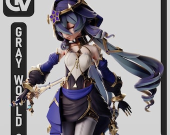 Layla Pose 3 DIY Figure Kit - *UNPAINTED* Genshin Style 3D Garage Kit by Greyworldcorporation