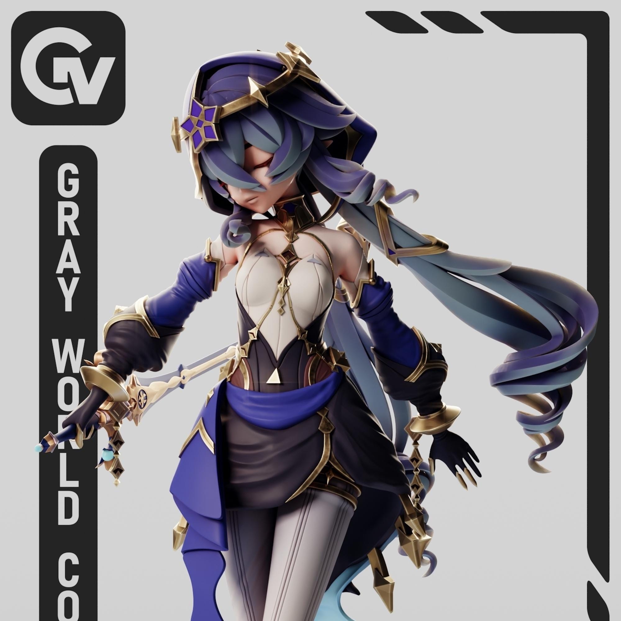 Layla Pose 3 DIY Figure Kit - *UNPAINTED* Genshin Style 3D Garage