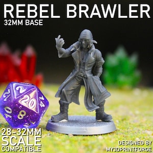 Rebellen Ringträger Miniatur | Trenchcoat Kämpfer Resin Model für Wargames & RPGs | 3D gedruckter heldenhafter Champion