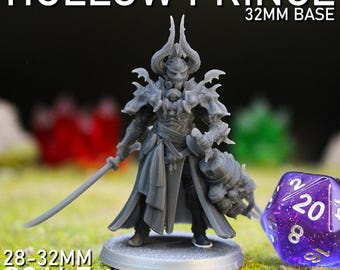 Hollow Prince Miniature | Thronebound Warlord Resin Model for Wargames & RPGs | 3D Printed Commander Figure