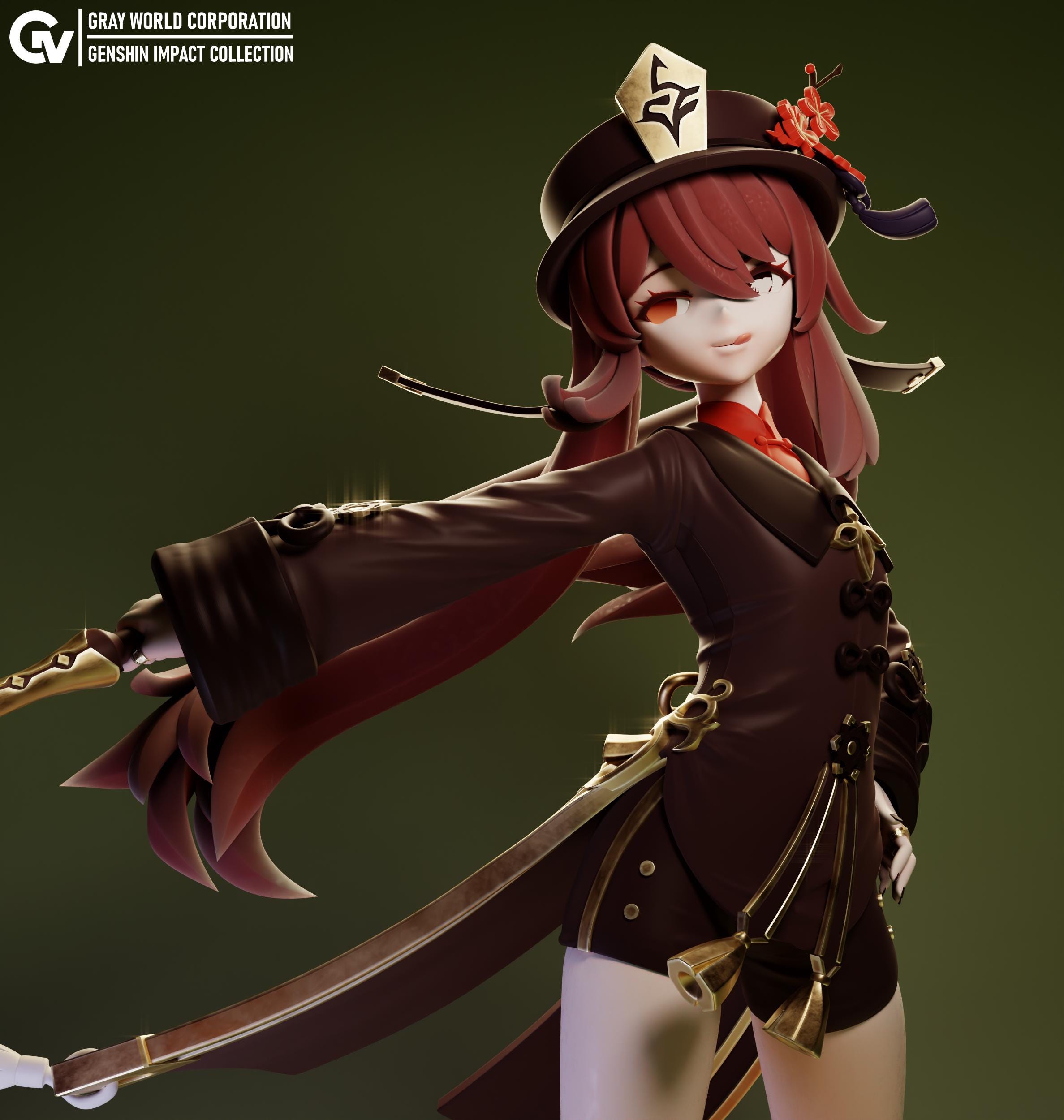 Kit de figuras DIY de Hu-Tao versión 2 - GRAYWORLDCORP - *SIN PINTAR* -  Modelo estilo Genshin Impact - Etsy México, image size:2375x2500