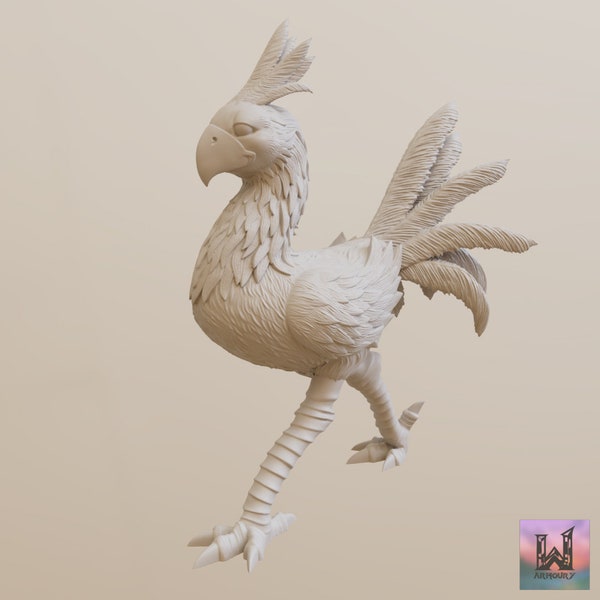 Chocobo Walking (50mm Base) - RNEstudio Miniature - FF Style Tabletop RPG Dungeons and Dragons