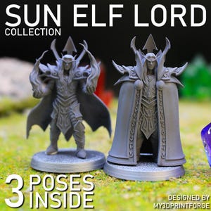 Sun Elf Lord – Arcane Elven Noble Miniature | 32mm Resin Model for Fantasy RPG & Wargames