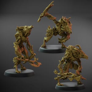 Ferocious Axe Claw Set B 32mm Base - Grove Guardians - ClayBeastCreation - Tabletop Dungeons and Dragons Wargaming Minis