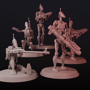T1 Combat Specialist Set 28mm Scale Sci-Fi Robot Figures Droids Resin Minis for Wargames Legion Compatible
