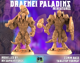 Paladins Draeneï (Base 25 mm) - My3dPrintForge - Donjons et Dragons de table Wargaming Minis