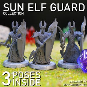 Sun Elf Guards – Elite Elven Warriors Miniatures | 32mm Resin Models for Fantasy Wargames & RPG