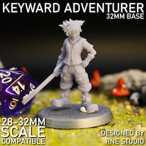 Keyward Adventurer | 3D Printed Fantasy Hero Miniature | 28–32mm Resin Figure for RPGs Tabletop Games