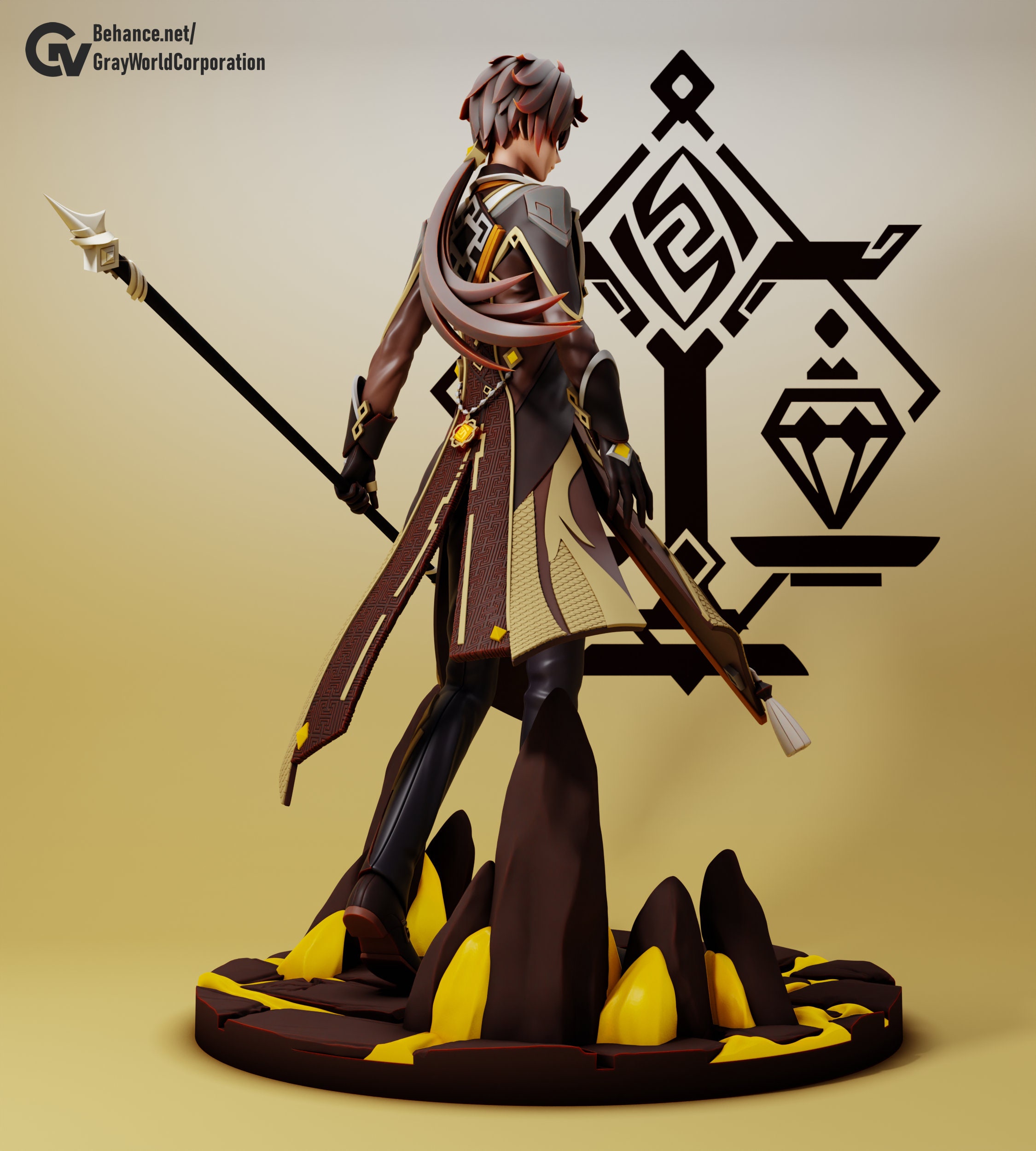 Luxetoys Figurine ZhongLi Assis – 28 Cm, PVC, Personnage Genshin Impact, Collection Déco – Cadeau Fan
