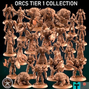 Orcs Tier 1 Collection - Tabletop Scale - My3dPrintForge - Tabletop Dungeons and Dragons Wargaming Miniatures