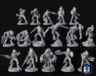 Elite Warriors: 16 poses beschikbaar | 3D-geprinte Sci-Fi Alien Elite-miniaturen | 28-32 mm harsfiguren voor Flashpoint en Wargames