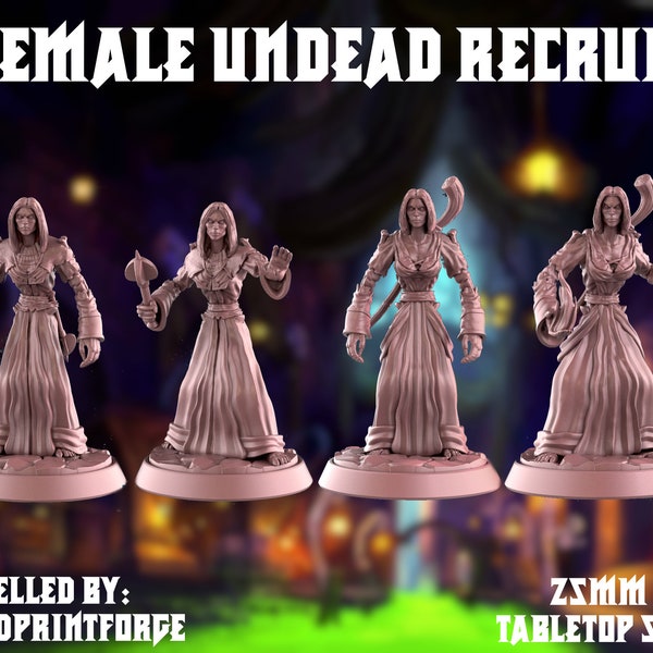 Female Undead Recruits Miniatures (25mm Base) - My3dPrintForge - Tabletop Dungeons and Dragons Wargaming Minis